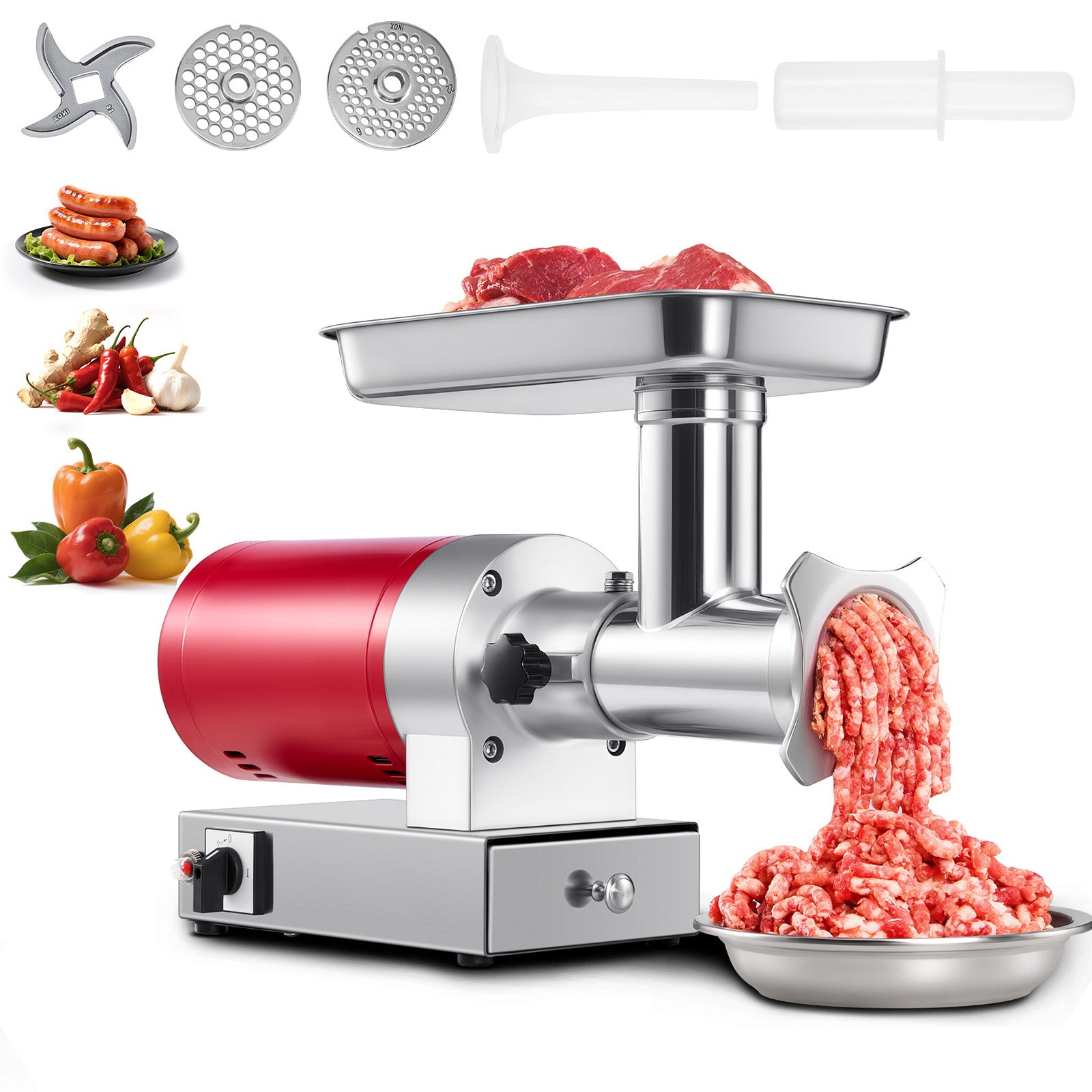 Commercial Electric Meat Grinder 300-1260Lb/H Sausage Mincer Stuffer Stainless