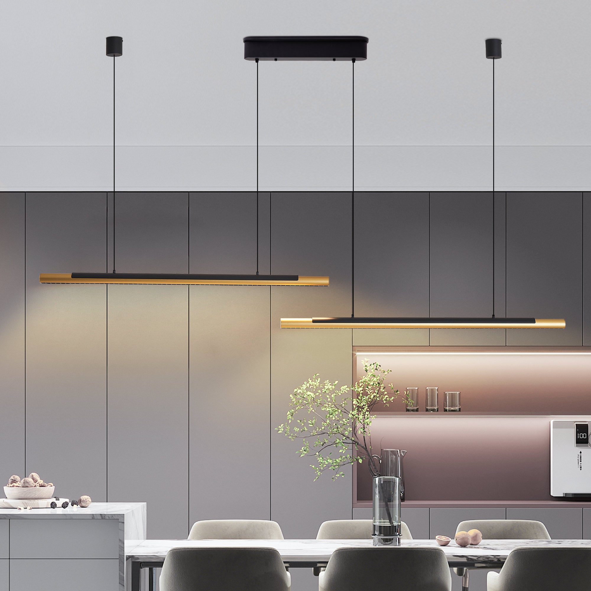Modern Black and Gold LED Pendant Light