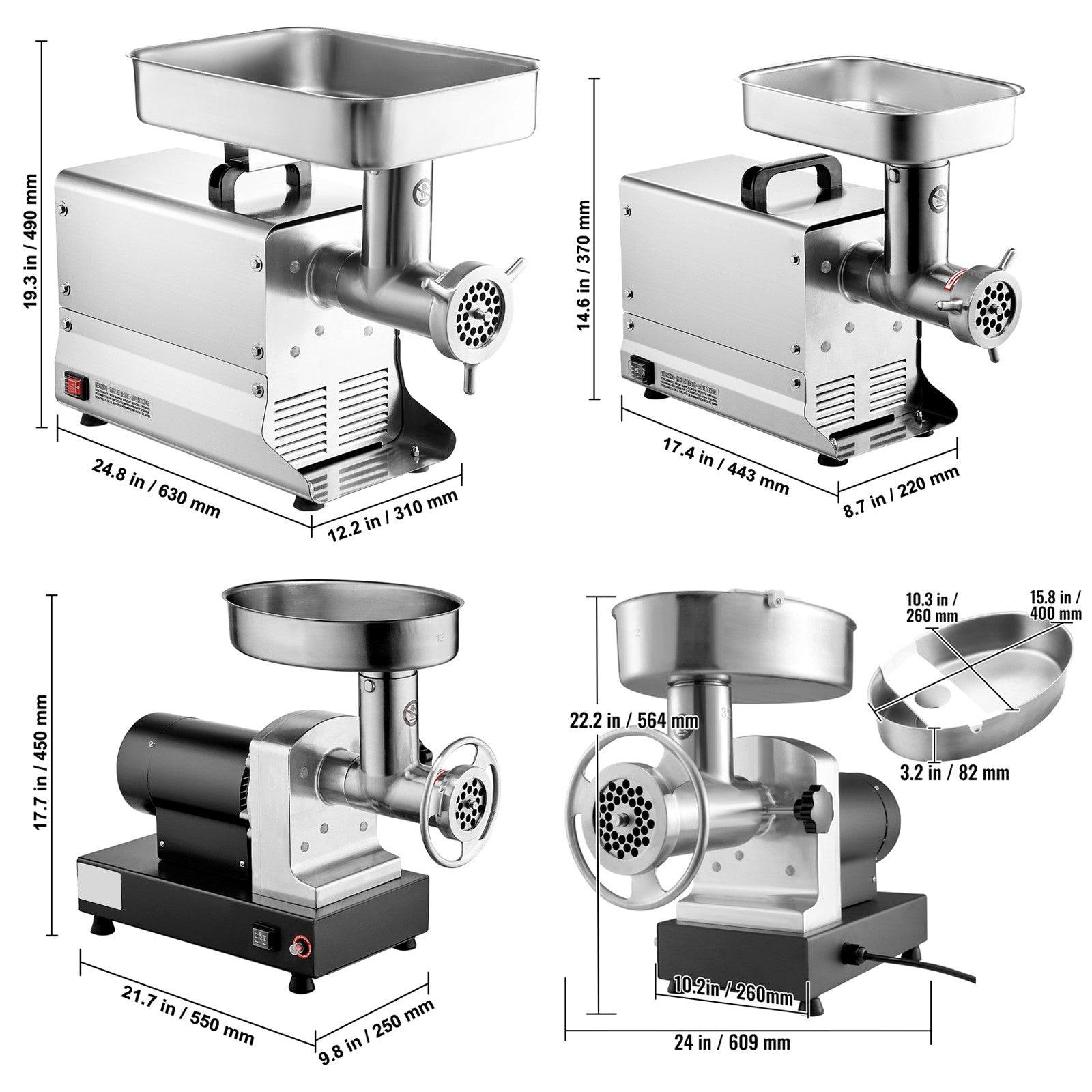 Commercial Electric Meat Grinder 300-1260Lb/H Sausage Mincer Stuffer Stainless