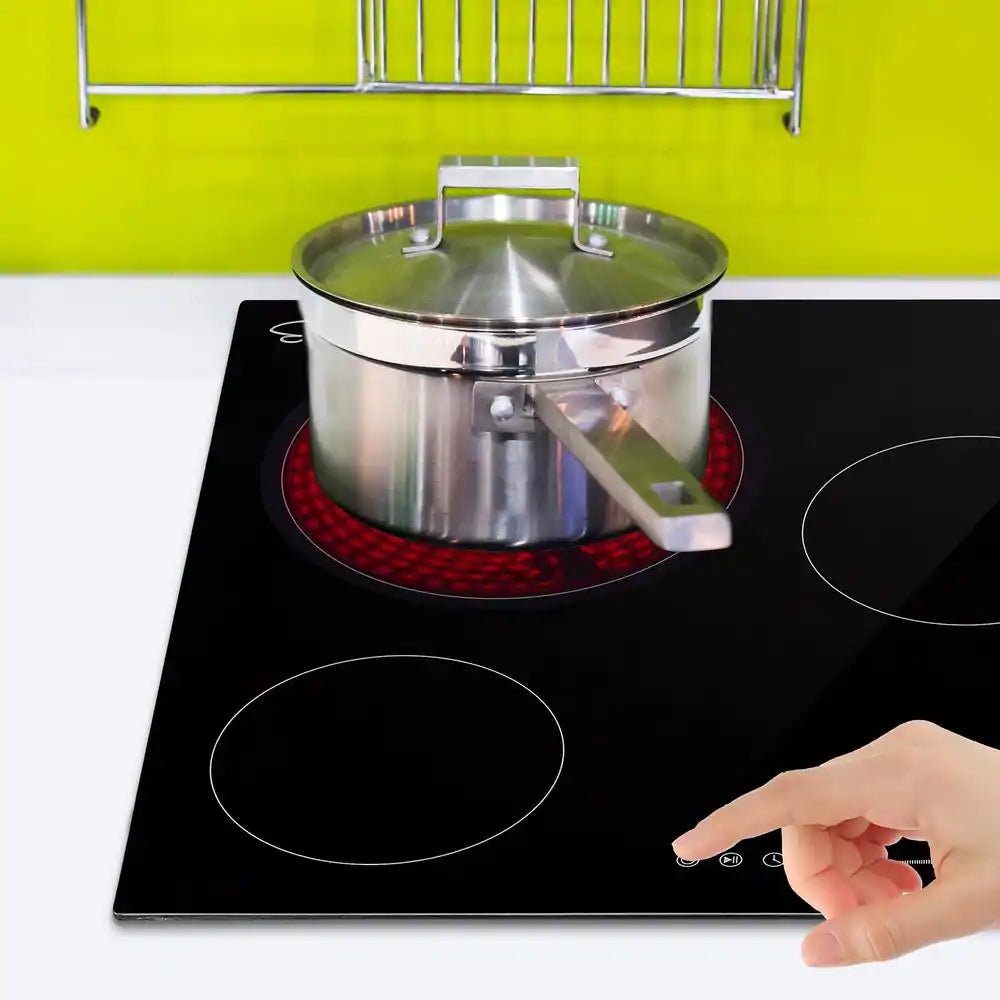Built In. 36 In. 240V Radiant Electric Cooktop in Black with 5 of Elements Including Dual Element and Warm Zone