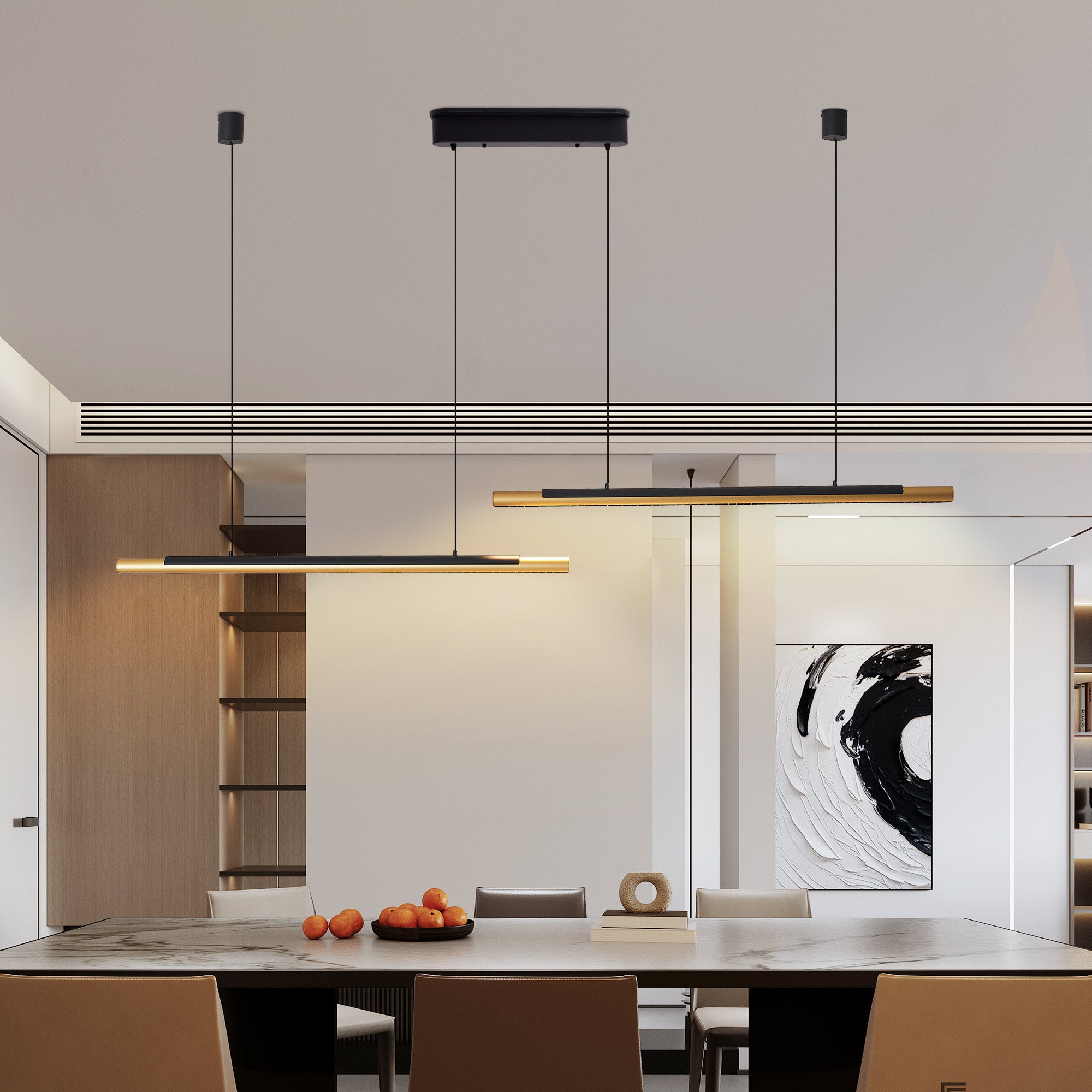 Modern Black and Gold LED Pendant Light