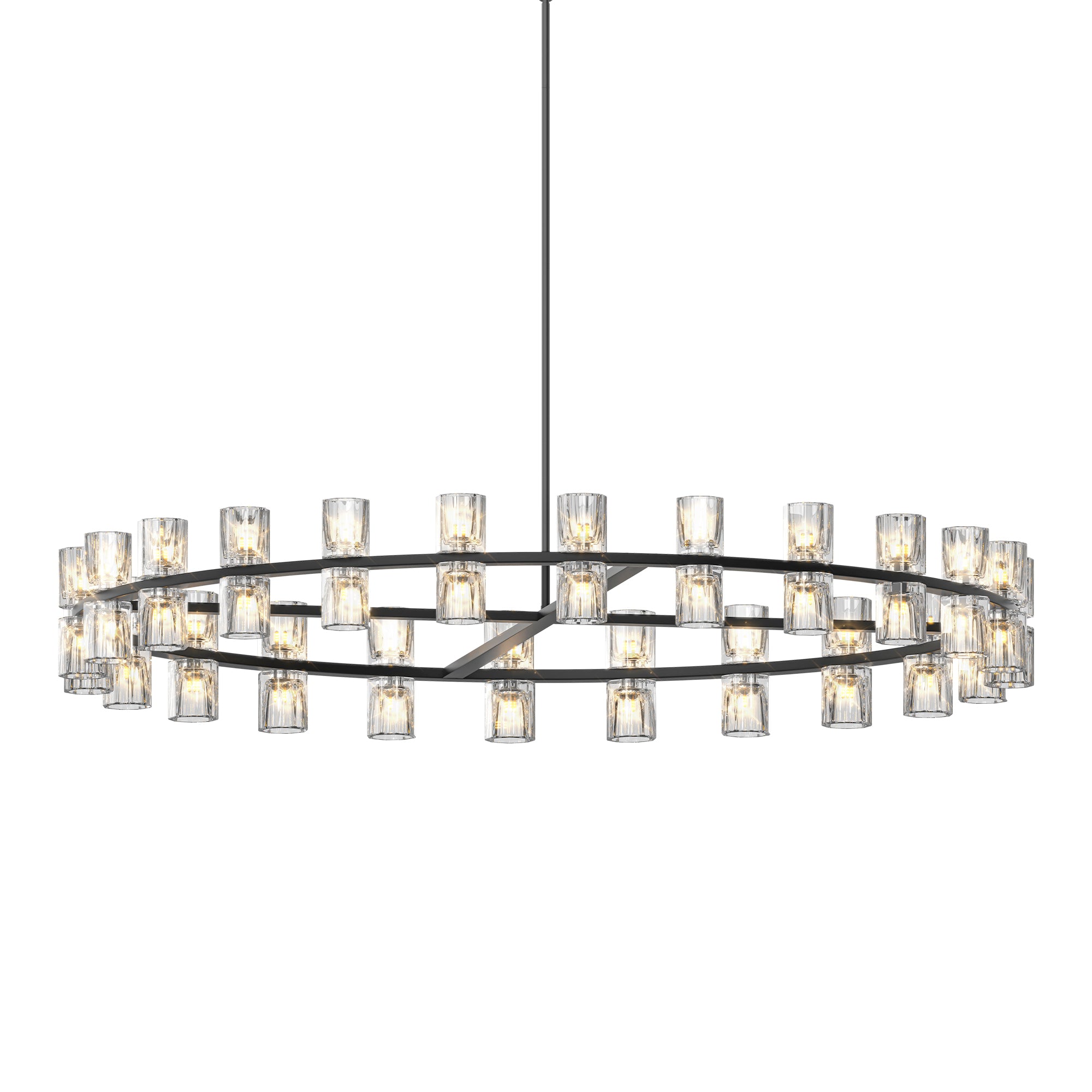 L005030-D48-P48B,W1340P310779, 48 Inches Luxury Chandeliers Crystal Living Room Decorative Lights Simple Modern Dining Room LED Lighting,for Home Decor Black ,Bulbs Included