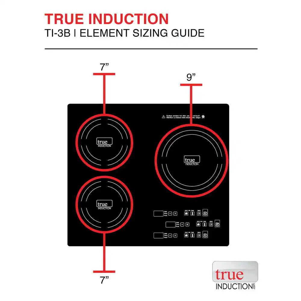 TI-3B 24 In. Triple Element Black Induction Glass-Ceramic Cooktop 3300W 858UL Certified