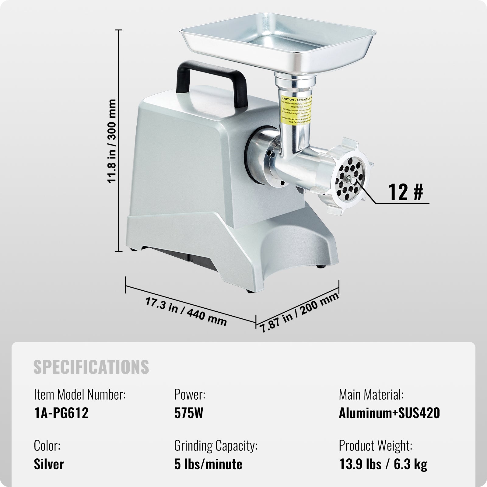 Commercial Electric Meat Grinder 300-1260Lb/H Sausage Mincer Stuffer Stainless