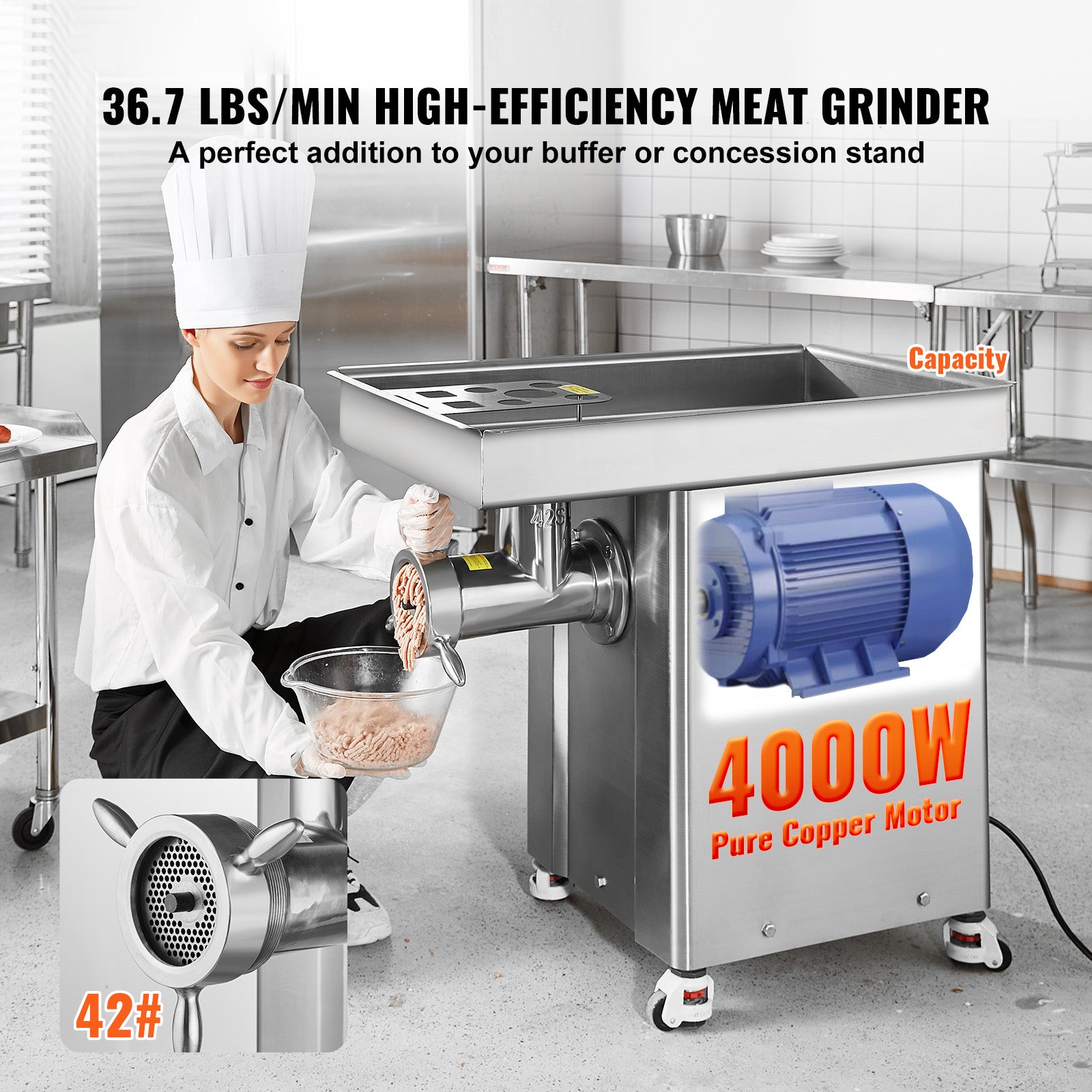 Commercial Electric Meat Grinder 300-1260Lb/H Sausage Mincer Stuffer Stainless