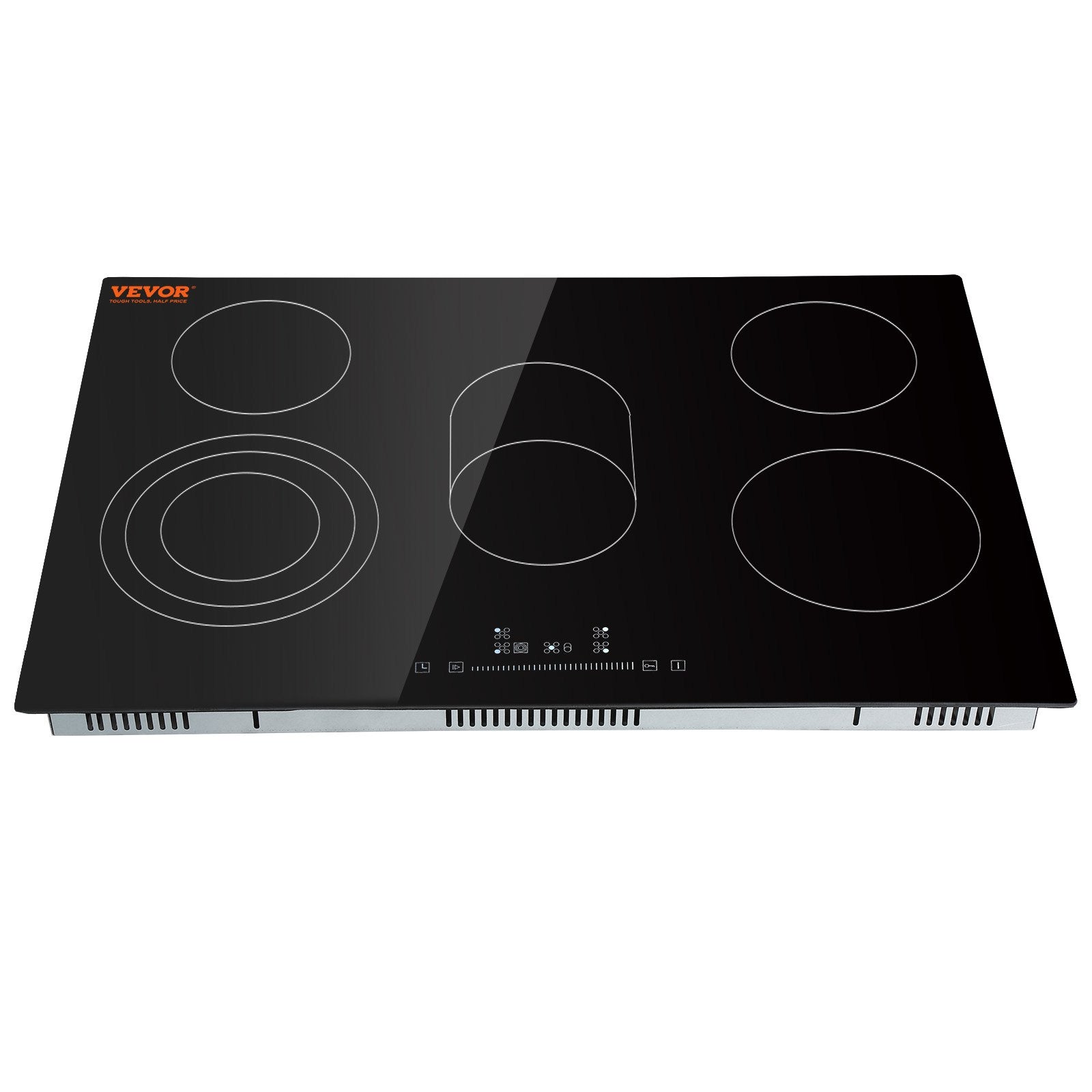 Built In Electric Stove Top, 30.3 X 20.5 Inch 5 Burners, 240V Glass Radiant Cooktop With Sensor Touch Control, Timer & Child Lock Included, 9 Power Levels For Simmer Steam Slow Cook Fry