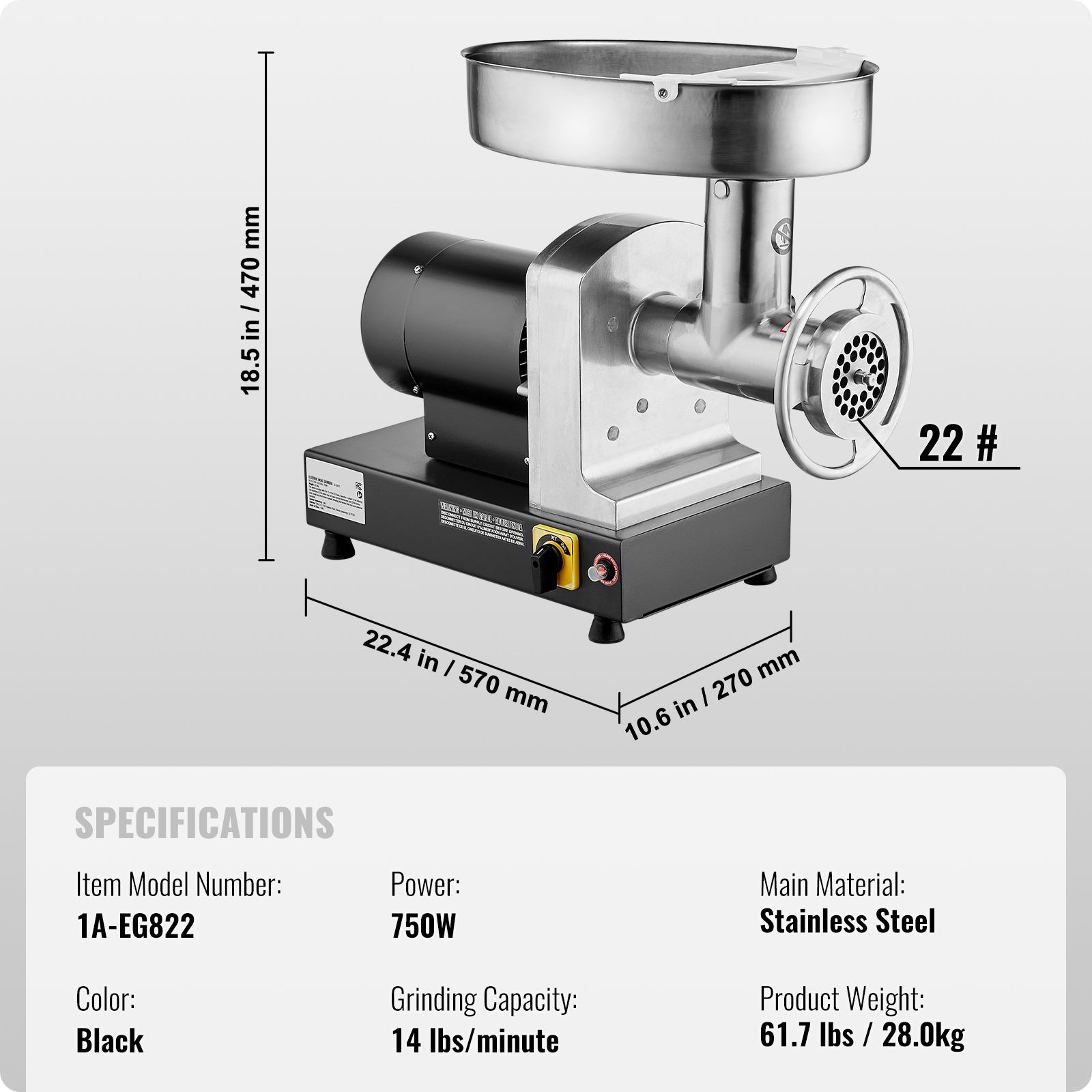 Commercial Electric Meat Grinder 300-1260Lb/H Sausage Mincer Stuffer Stainless