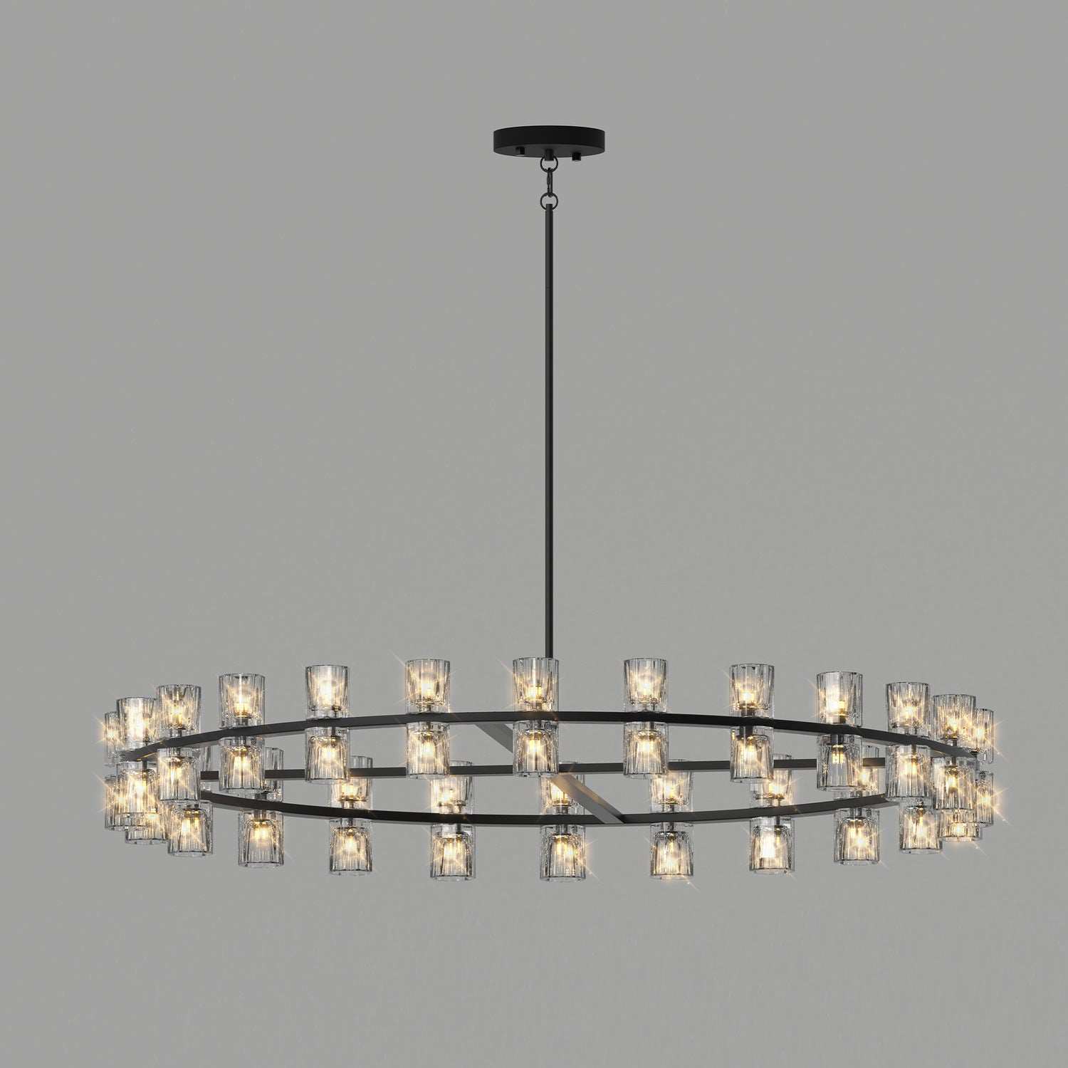 L005030-D48-P48B,W1340P310779,  48 Inches Luxury Chandeliers Crystal Living Room Decorative Lights Simple Modern Dining Room LED Lighting,for Home Decor Black ,Bulbs Included
