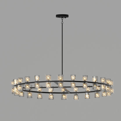 L005030-D48-P48B,W1340P310779,  48 Inches Luxury Chandeliers Crystal Living Room Decorative Lights Simple Modern Dining Room LED Lighting,for Home Decor Black ,Bulbs Included