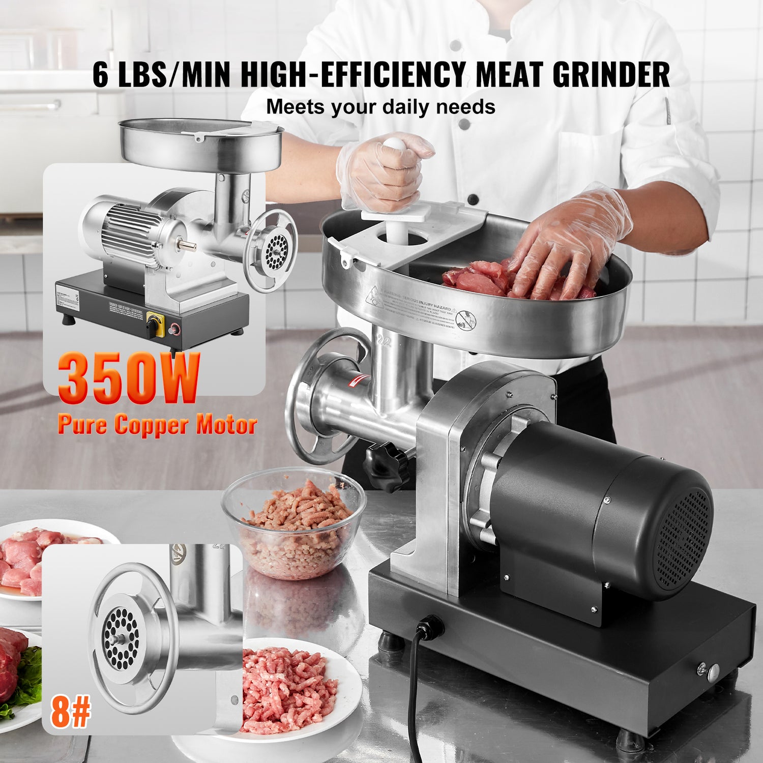 Commercial Electric Meat Grinder 300-1260Lb/H Sausage Mincer Stuffer Stainless