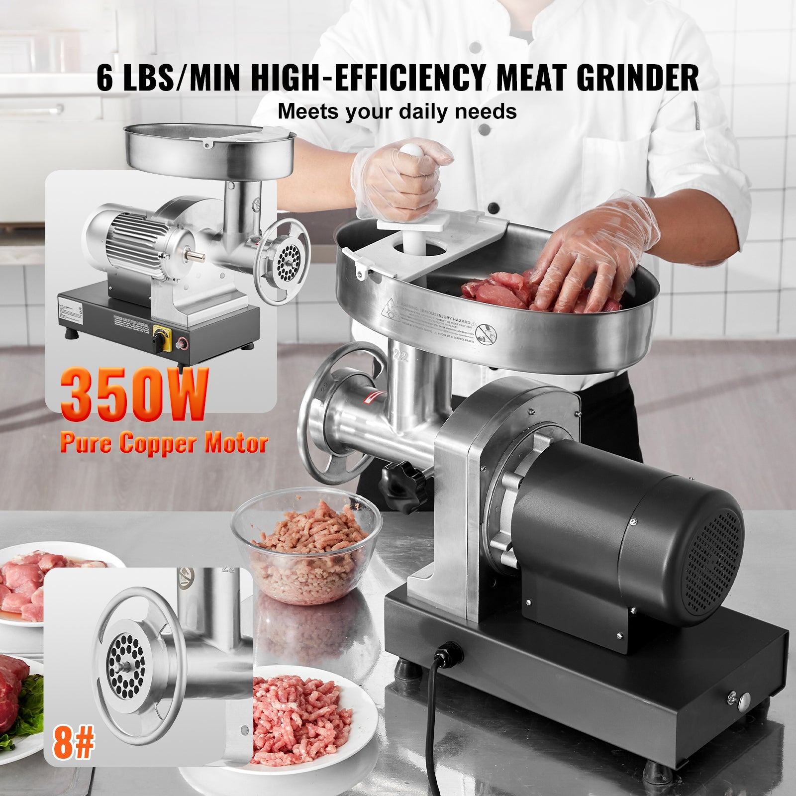 Commercial Electric Meat Grinder 300-1260Lb/H Sausage Mincer Stuffer Stainless