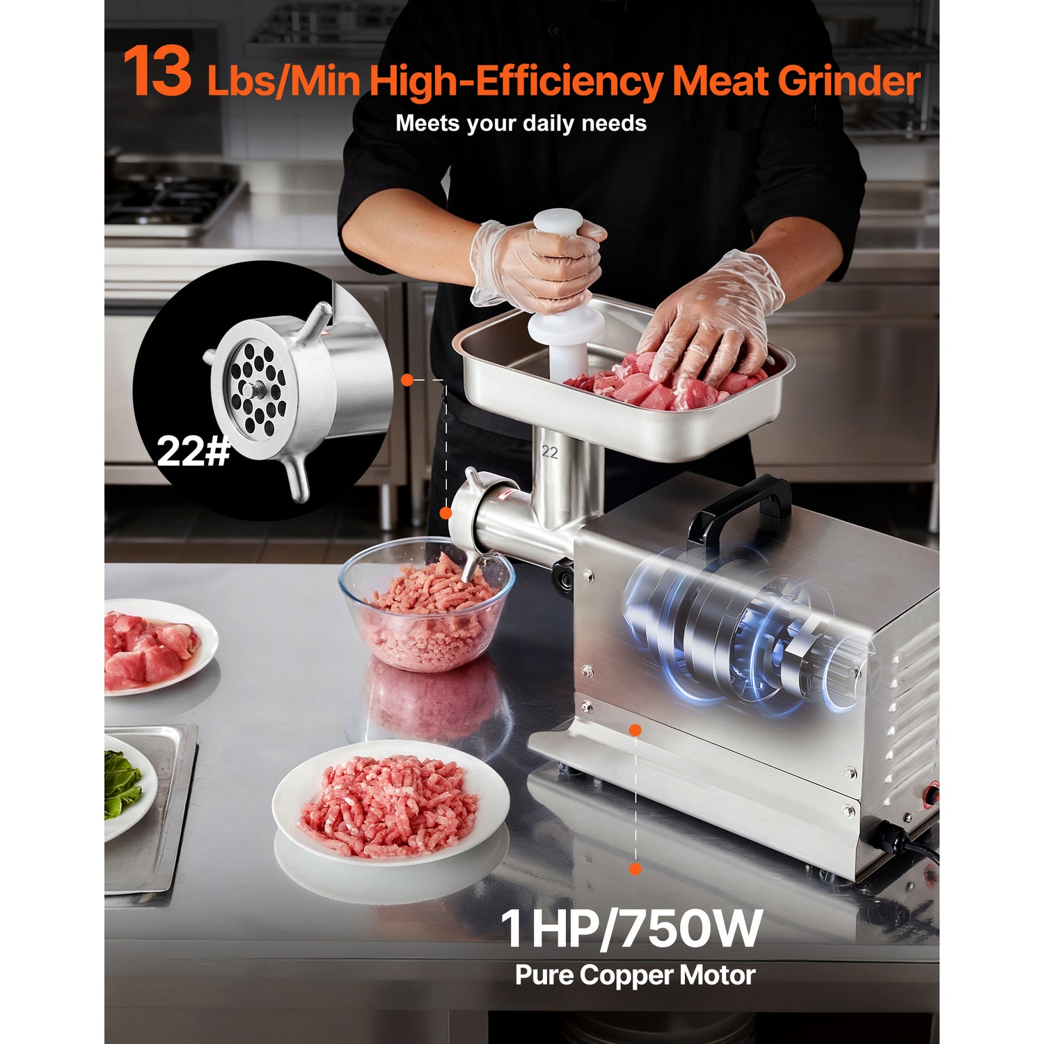 Commercial Electric Meat Grinder 300-1260Lb/H Sausage Mincer Stuffer Stainless