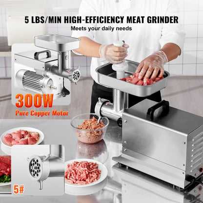 Commercial Electric Meat Grinder 300-1260Lb/H Sausage Mincer Stuffer Stainless