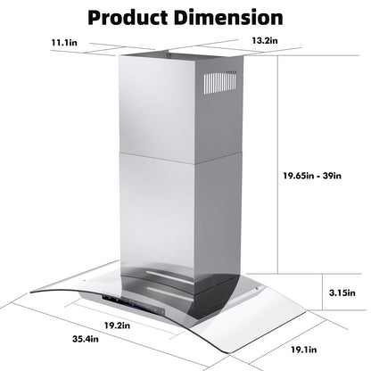 Wall Mount Range Hood 36 Inch 900 CFM Stainless Steel Range Hood with LED Light and Remote Control