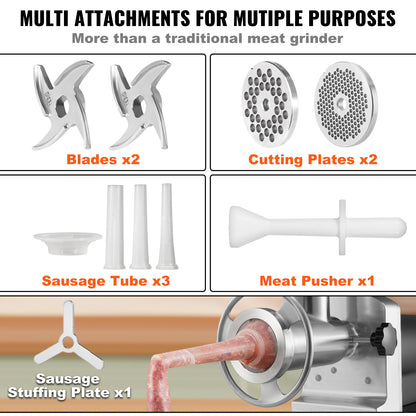 Commercial Electric Meat Grinder 300-1260Lb/H Sausage Mincer Stuffer Stainless