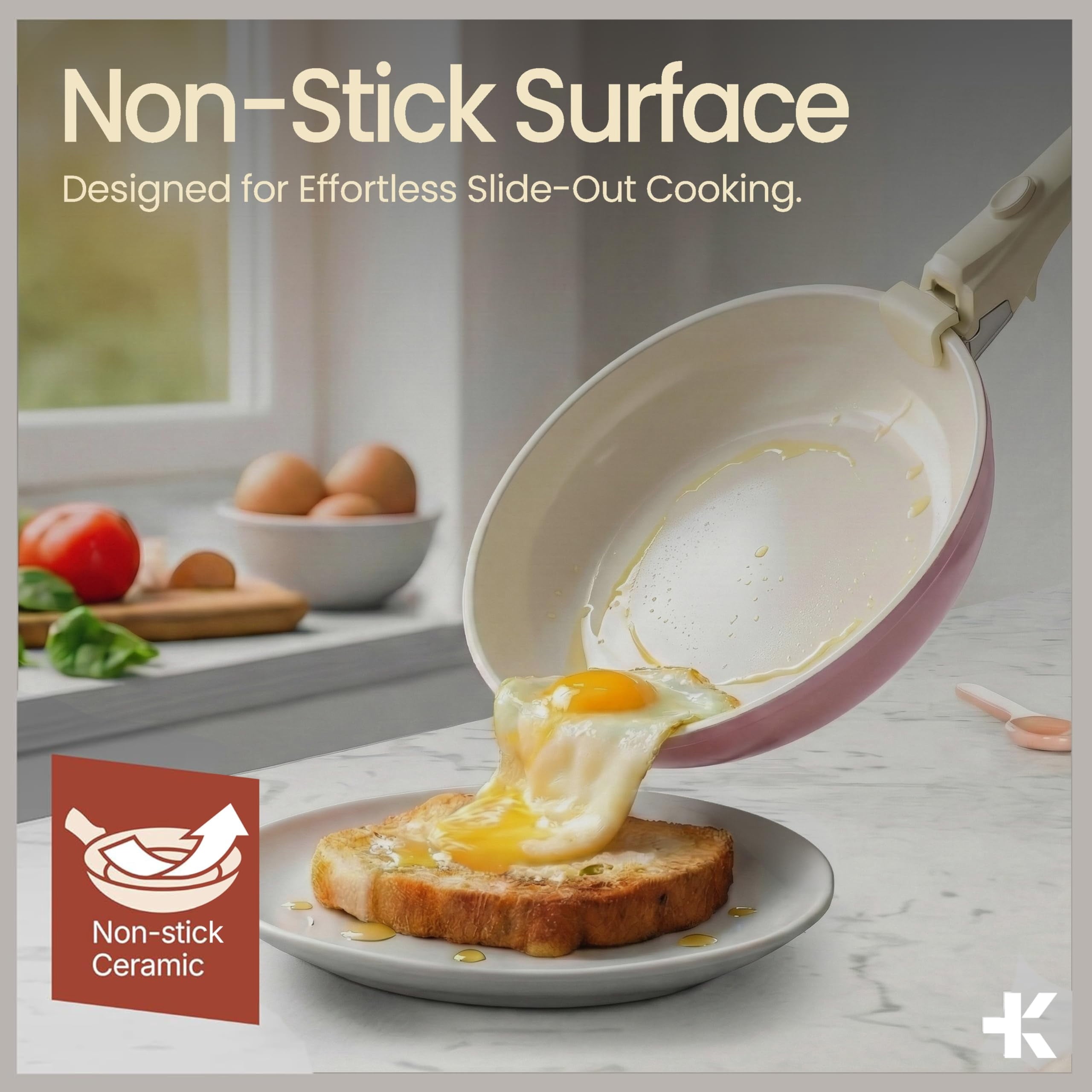 Bakken 17-Piece Ceramic Coated Aluminum Cookware Set, Nonstick Pots &amp; Pans with Lids, Silicone Utensils &amp; Oven Mitts, All-Stovetop Safe to 500°F