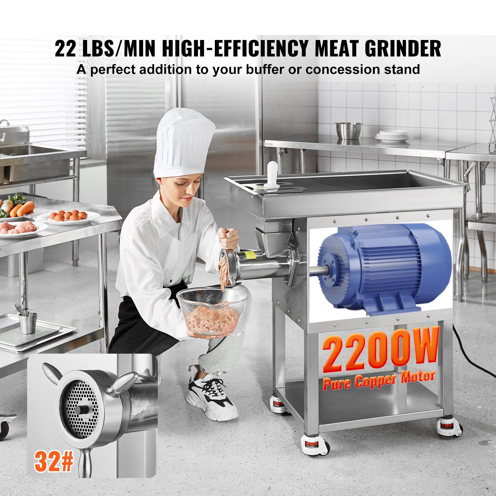 Commercial Electric Meat Grinder 300-1260Lb/H Sausage Mincer Stuffer Stainless