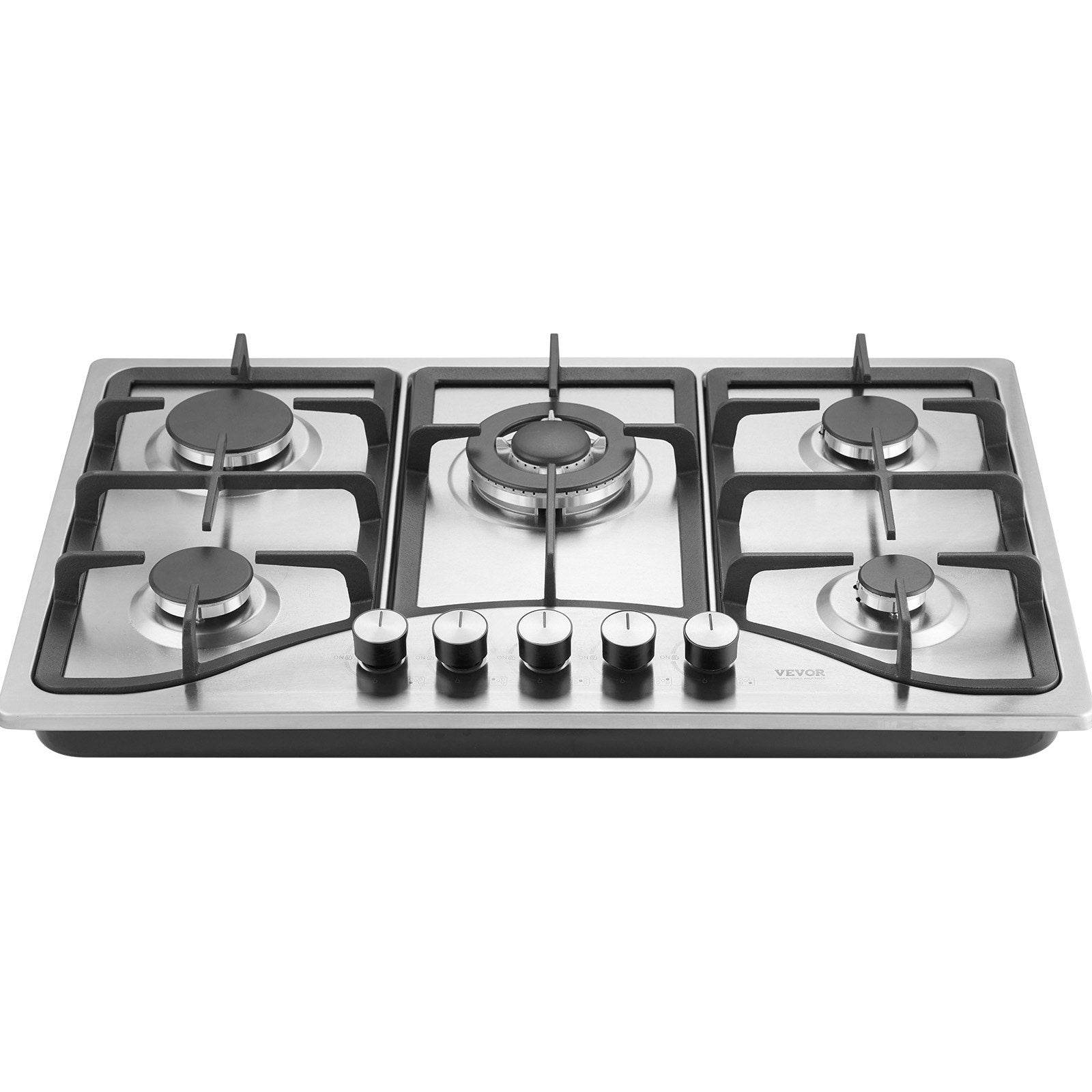 Gas Cooktop 30 Inch, Max 12250BTU 5 Burners Built-in Stainless Steel Gas Stove Top, LPG NG Convertible Dual Fuel Natural Gas Hob With Thermocouple Protection