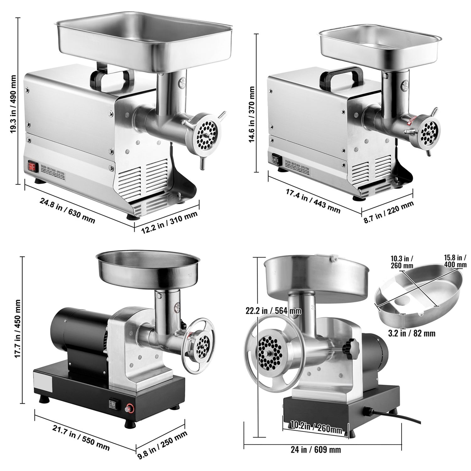 Commercial Electric Meat Grinder 300-1260Lb/H Sausage Mincer Stuffer Stainless