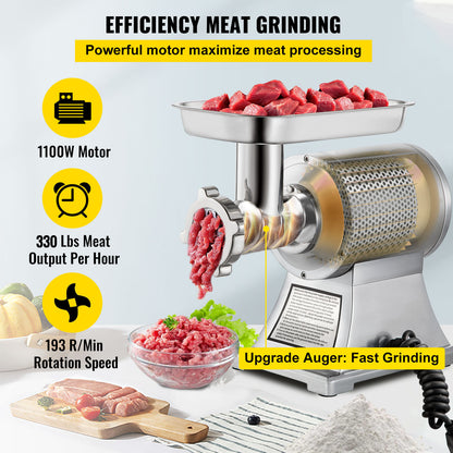 Commercial Electric Meat Grinder 300-1260Lb/H Sausage Mincer Stuffer Stainless