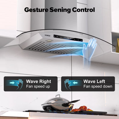 Wall Mount Range Hood 36 Inch 900 CFM Stainless Steel Range Hood with LED Light and Remote Control