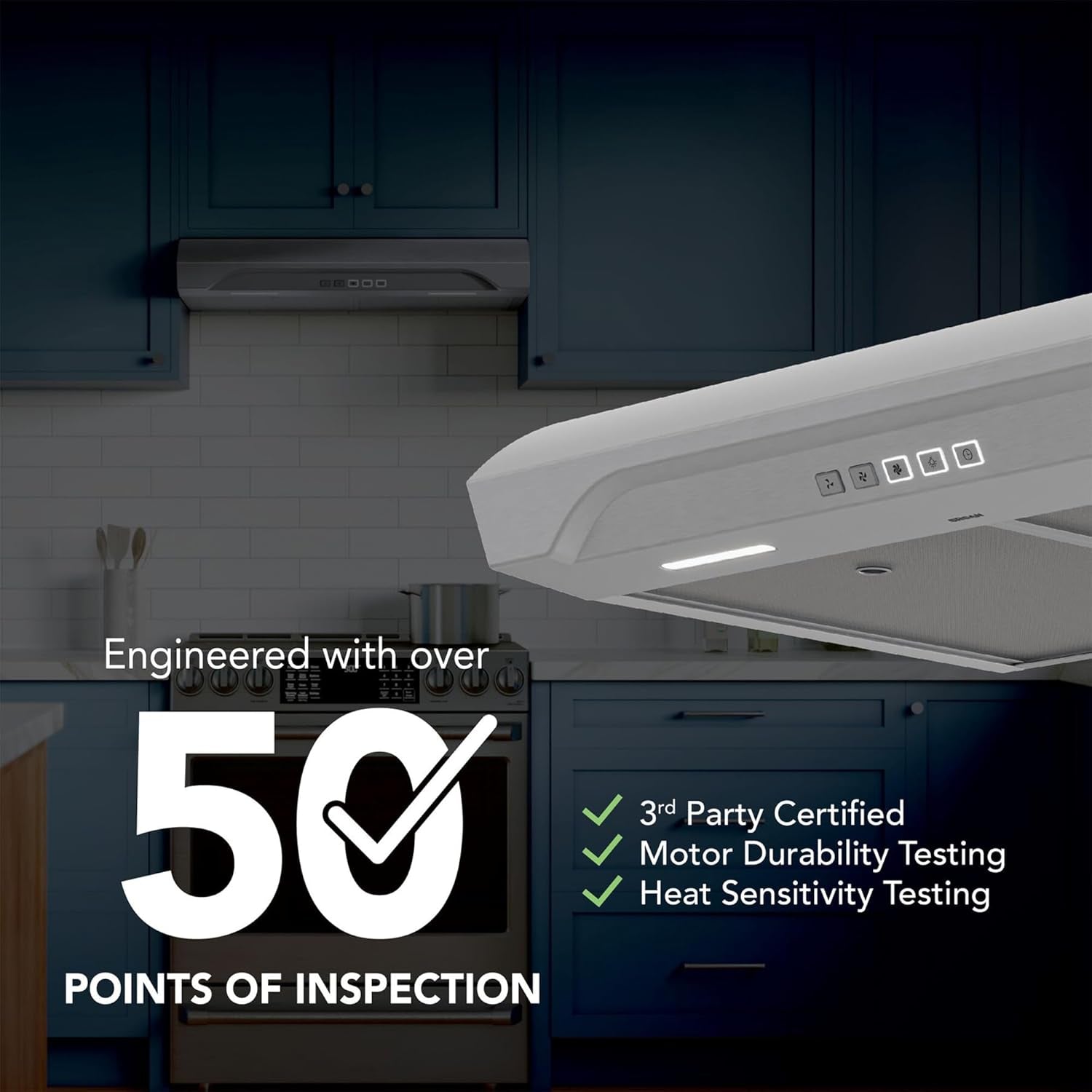 30 Inch Alta under Cabinet Range Hood, ENERGY STAR, 350 Max Blower CFM - Electric Rangehood and Exhaust for Kitchen Stove Cooking and Ventilation, Stainless Steel