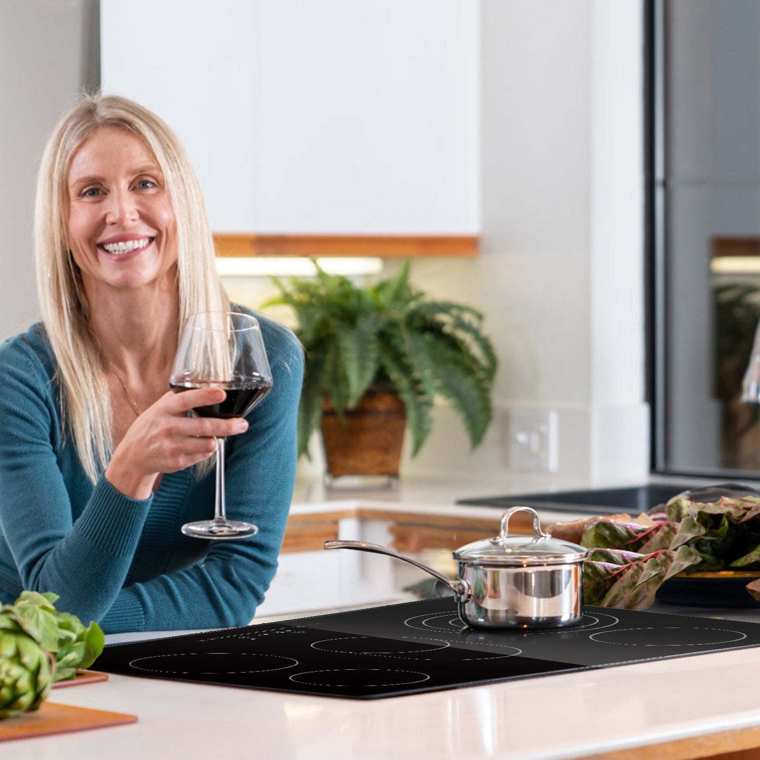 Built In Electric Stove Top, 30.3 X 20.5 Inch 5 Burners, 240V Glass Radiant Cooktop With Sensor Touch Control, Timer &amp; Child Lock Included, 9 Power Levels For Simmer Steam Slow Cook Fry