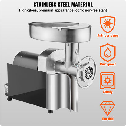 Commercial Electric Meat Grinder 300-1260Lb/H Sausage Mincer Stuffer Stainless