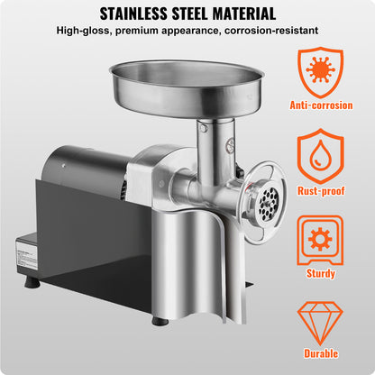 Commercial Electric Meat Grinder 300-1260Lb/H Sausage Mincer Stuffer Stainless