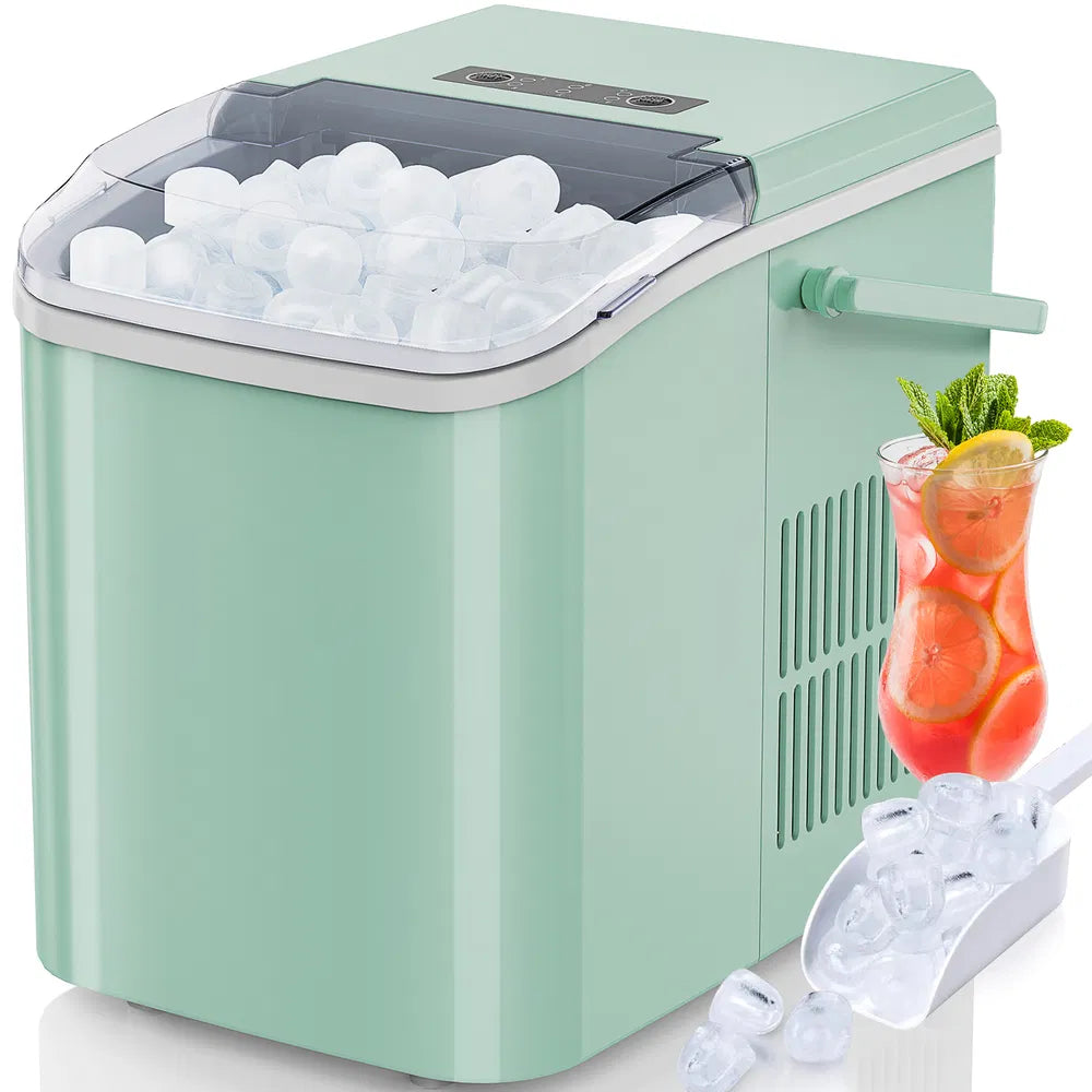 Countertop Ice Maker With Handle, 26lbs&amp;24H Portable Ice Machine, 9 Bullet Ice Cubes Ready In 6 Mins, Self-Cleaning, Quiet Compact Ice Maker For Home, Kitchen, RV, Camping