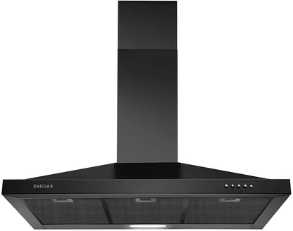 Range Hood 36 Inch Black Wall Mount Range Hood In Black Stainless Steel Kitchen Vent Hood