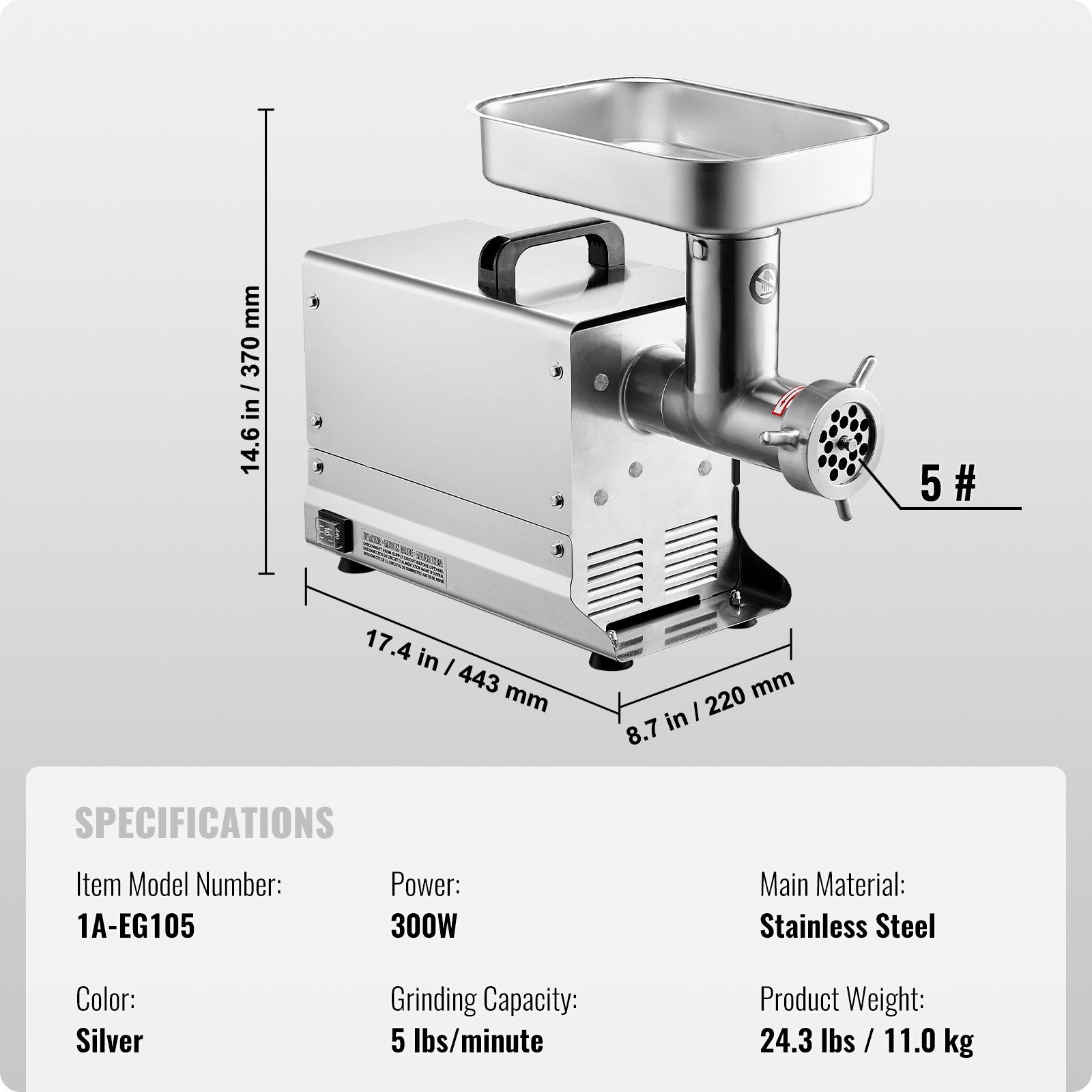 Commercial Electric Meat Grinder 300-1260Lb/H Sausage Mincer Stuffer Stainless