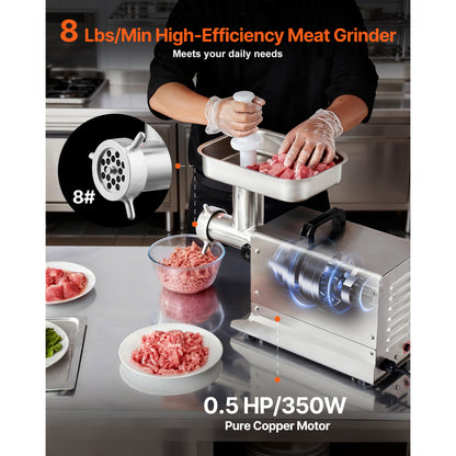 Commercial Electric Meat Grinder 300-1260Lb/H Sausage Mincer Stuffer Stainless