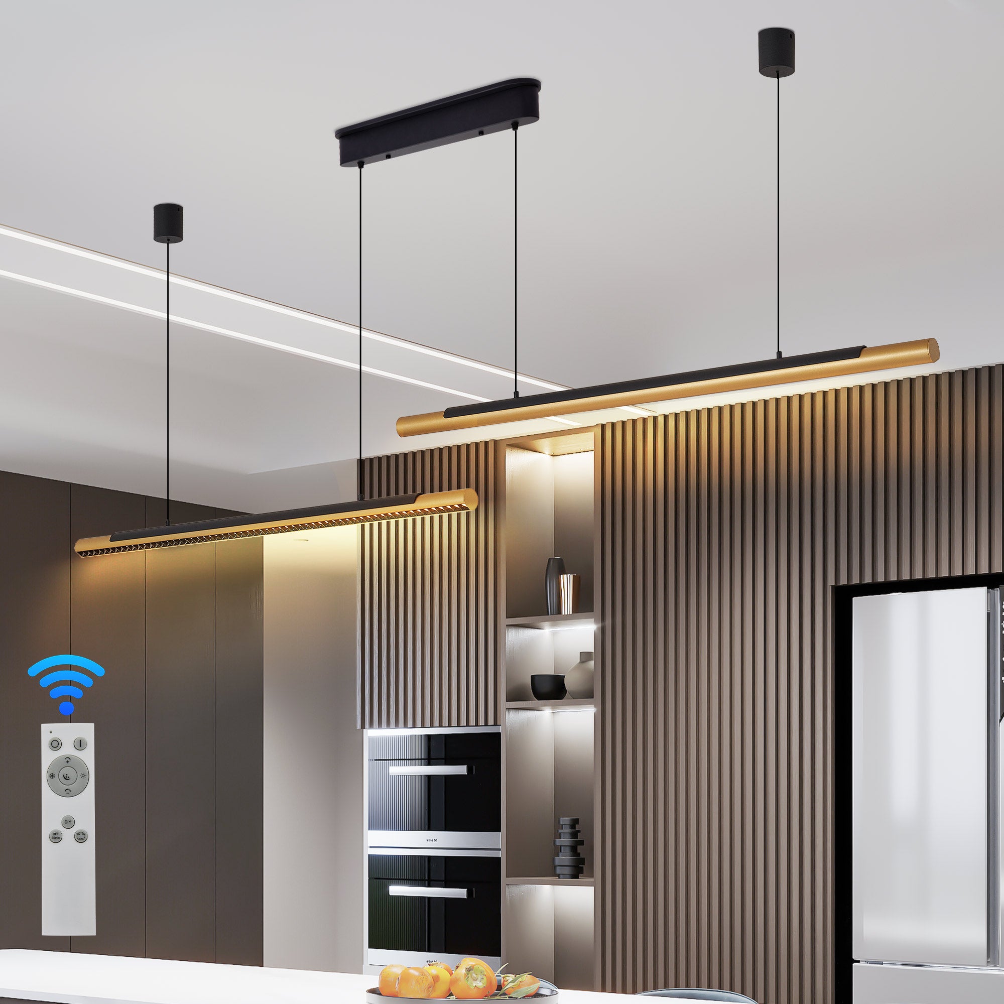 Modern Black and Gold LED Pendant Light