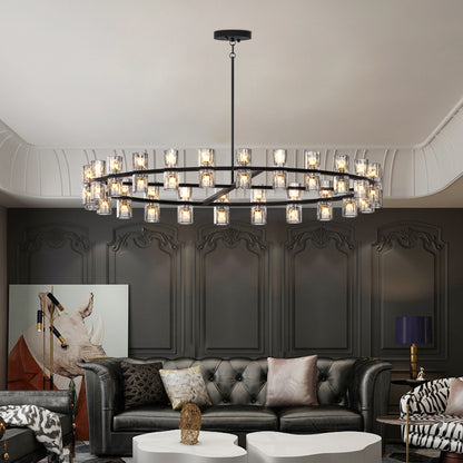 L005030-D48-P48B,W1340P310779,  48 Inches Luxury Chandeliers Crystal Living Room Decorative Lights Simple Modern Dining Room LED Lighting,for Home Decor Black ,Bulbs Included