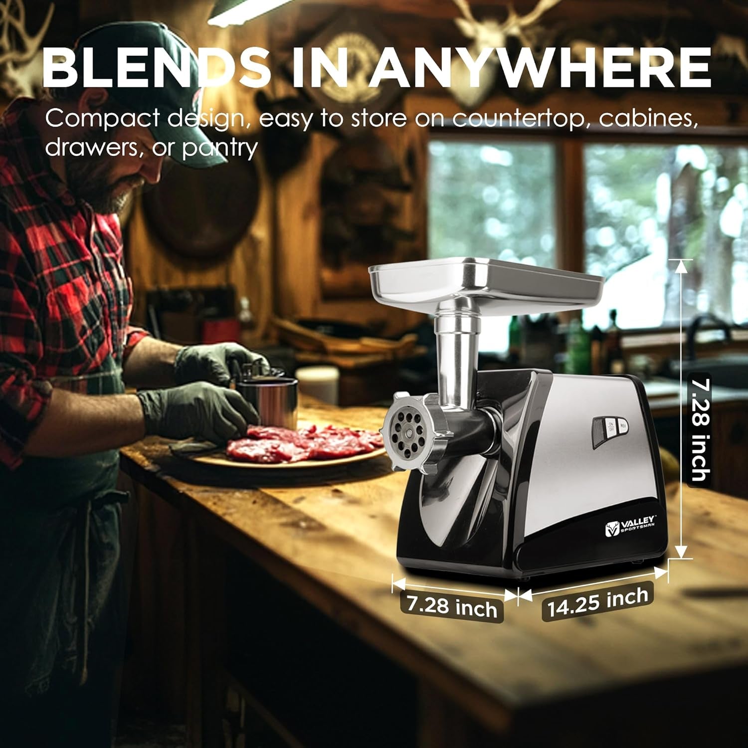 7.5" Electric Meat Slicer, with Stainless Steel Blade, Meat Grinder, Electric Meat Grinder Heavy Duty, Home Kitchen Use Food Grinder