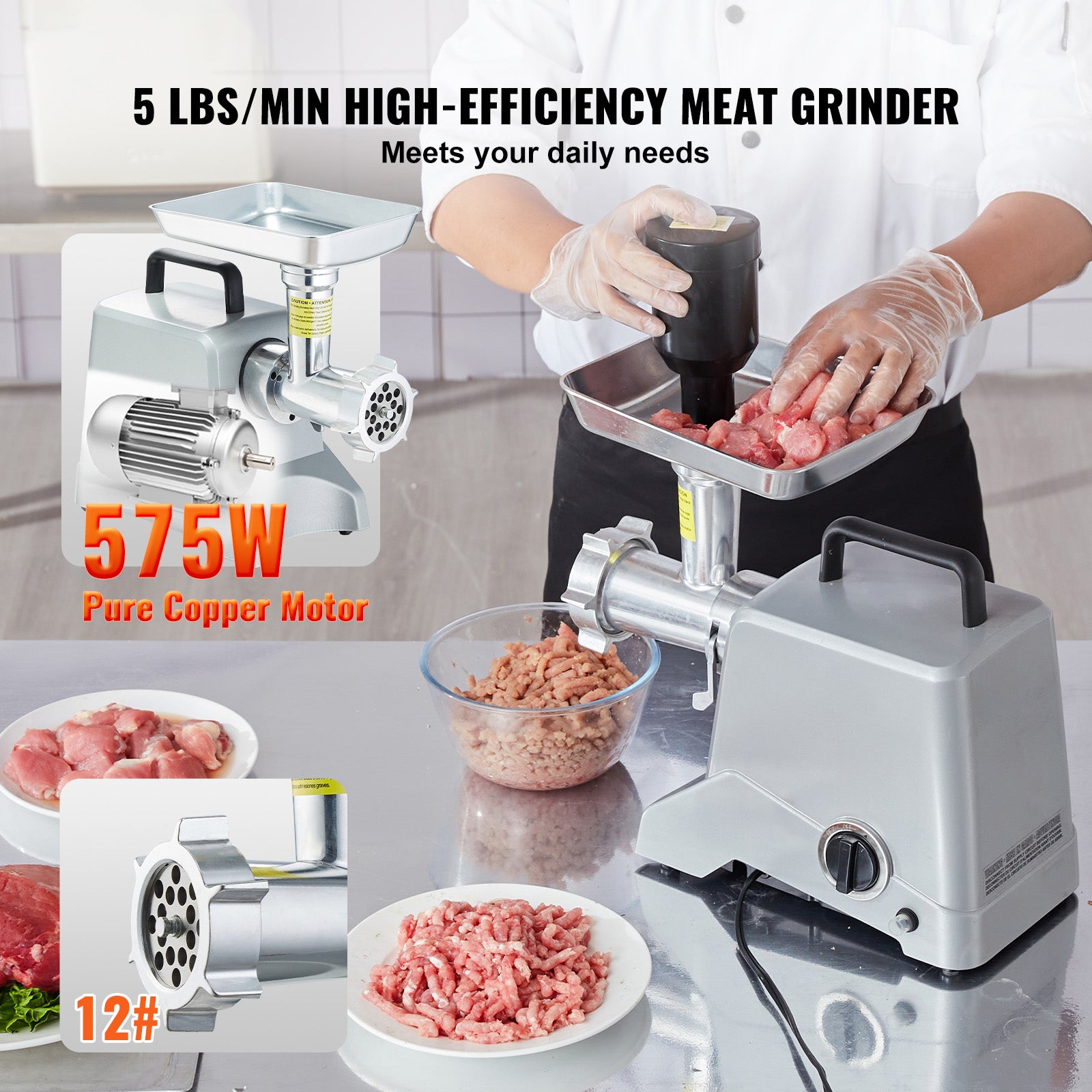 Commercial Electric Meat Grinder 300-1260Lb/H Sausage Mincer Stuffer Stainless