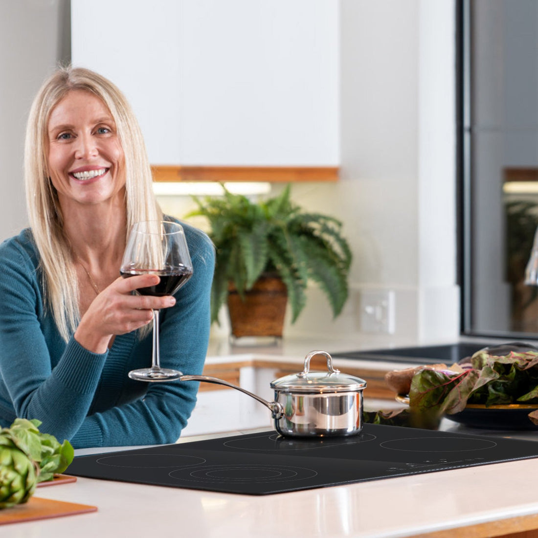 Built In Electric Stove Top, 30.3 X 20.5 Inch 4 Burners, 240V Glass Radiant Cooktop With Sensor Touch Control, Timer &amp; Child Lock Included, 9 Power Levels For Simmer Steam Slow Cook Fry