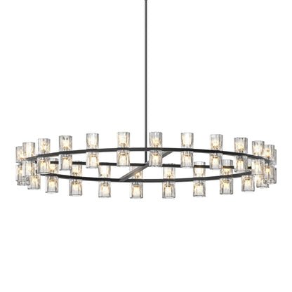 L005030-D48-P48B,W1340P310779,  48 Inches Luxury Chandeliers Crystal Living Room Decorative Lights Simple Modern Dining Room LED Lighting,for Home Decor Black ,Bulbs Included