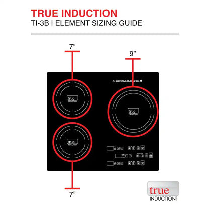 TI-3B 24 In. Triple Element Black Induction Glass-Ceramic Cooktop 3300W 858UL Certified