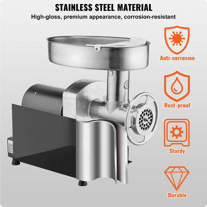 Commercial Electric Meat Grinder 300-1260Lb/H Sausage Mincer Stuffer Stainless