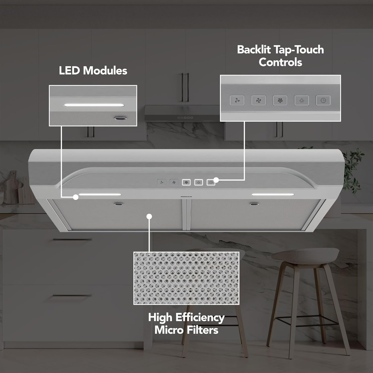 30 Inch Alta under Cabinet Range Hood, ENERGY STAR, 350 Max Blower CFM - Electric Rangehood and Exhaust for Kitchen Stove Cooking and Ventilation, Stainless Steel