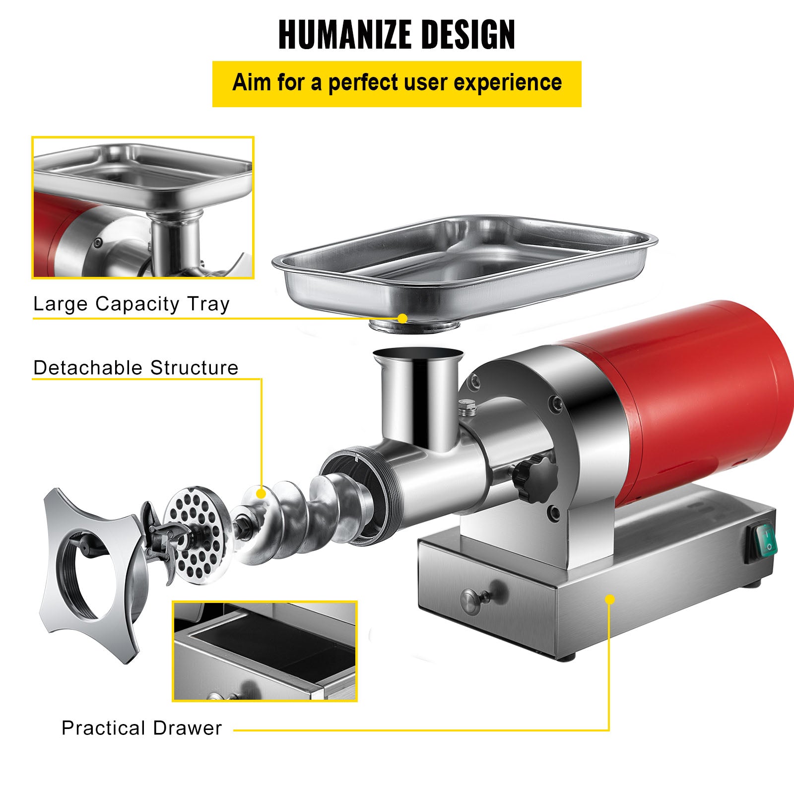 Commercial Electric Meat Grinder 300-1260Lb/H Sausage Mincer Stuffer Stainless