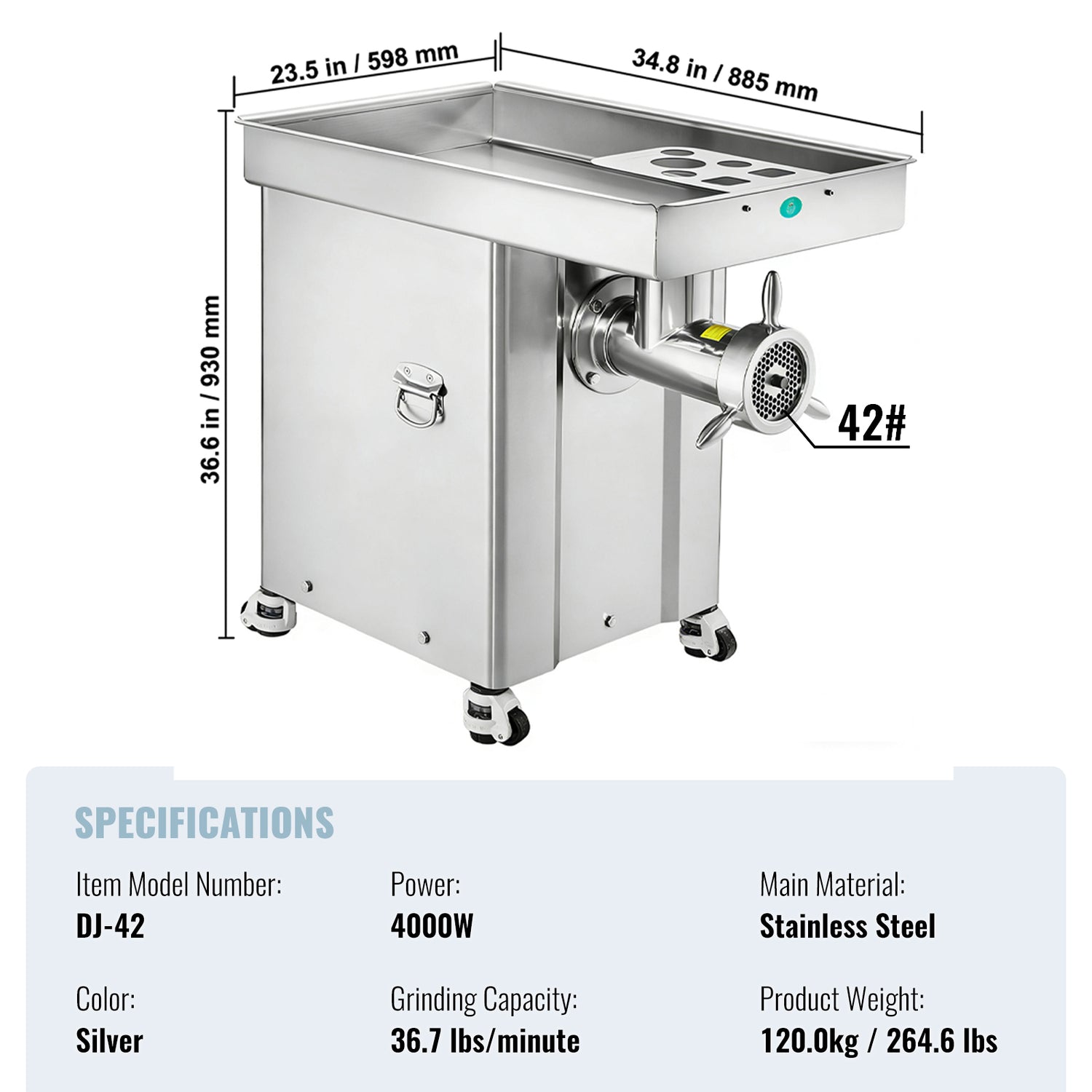 Commercial Electric Meat Grinder 300-1260Lb/H Sausage Mincer Stuffer Stainless