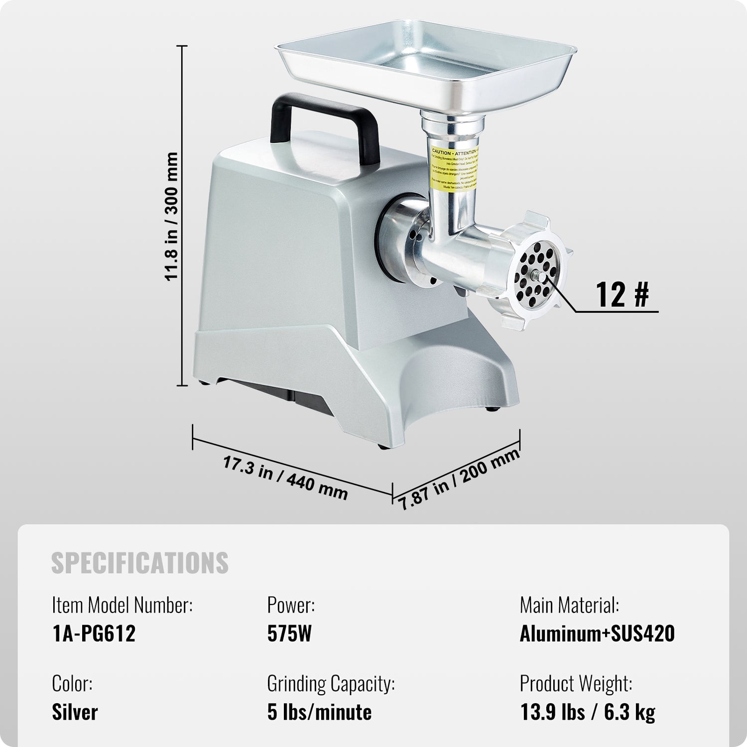 Commercial Electric Meat Grinder 300-1260Lb/H Sausage Mincer Stuffer Stainless