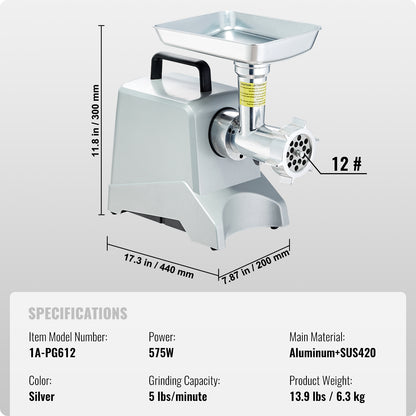 Commercial Electric Meat Grinder 300-1260Lb/H Sausage Mincer Stuffer Stainless
