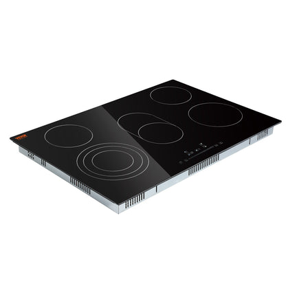 Built In Electric Stove Top, 30.3 X 20.5 Inch 5 Burners, 240V Glass Radiant Cooktop With Sensor Touch Control, Timer &amp; Child Lock Included, 9 Power Levels For Simmer Steam Slow Cook Fry