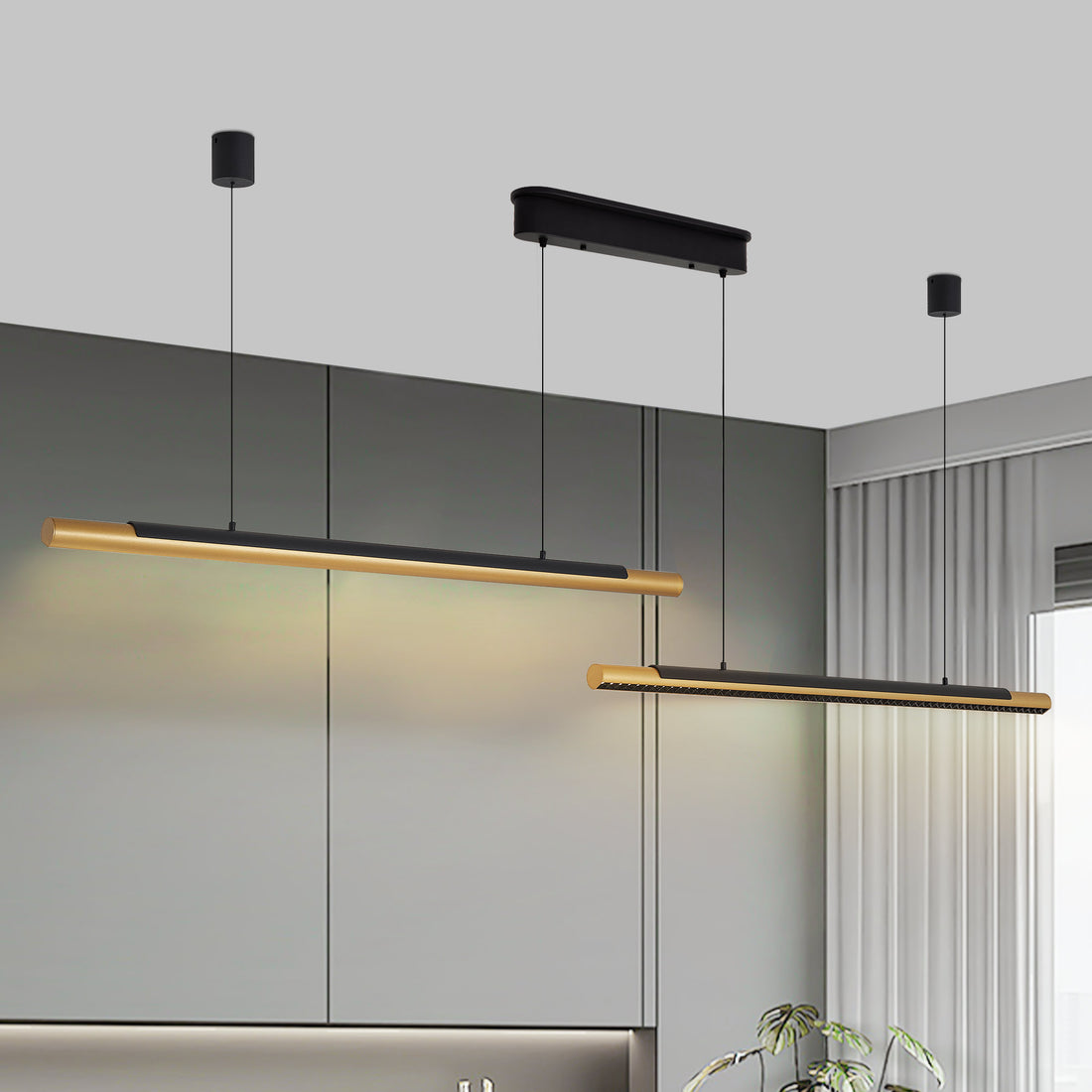 Modern Black and Gold LED Pendant Light