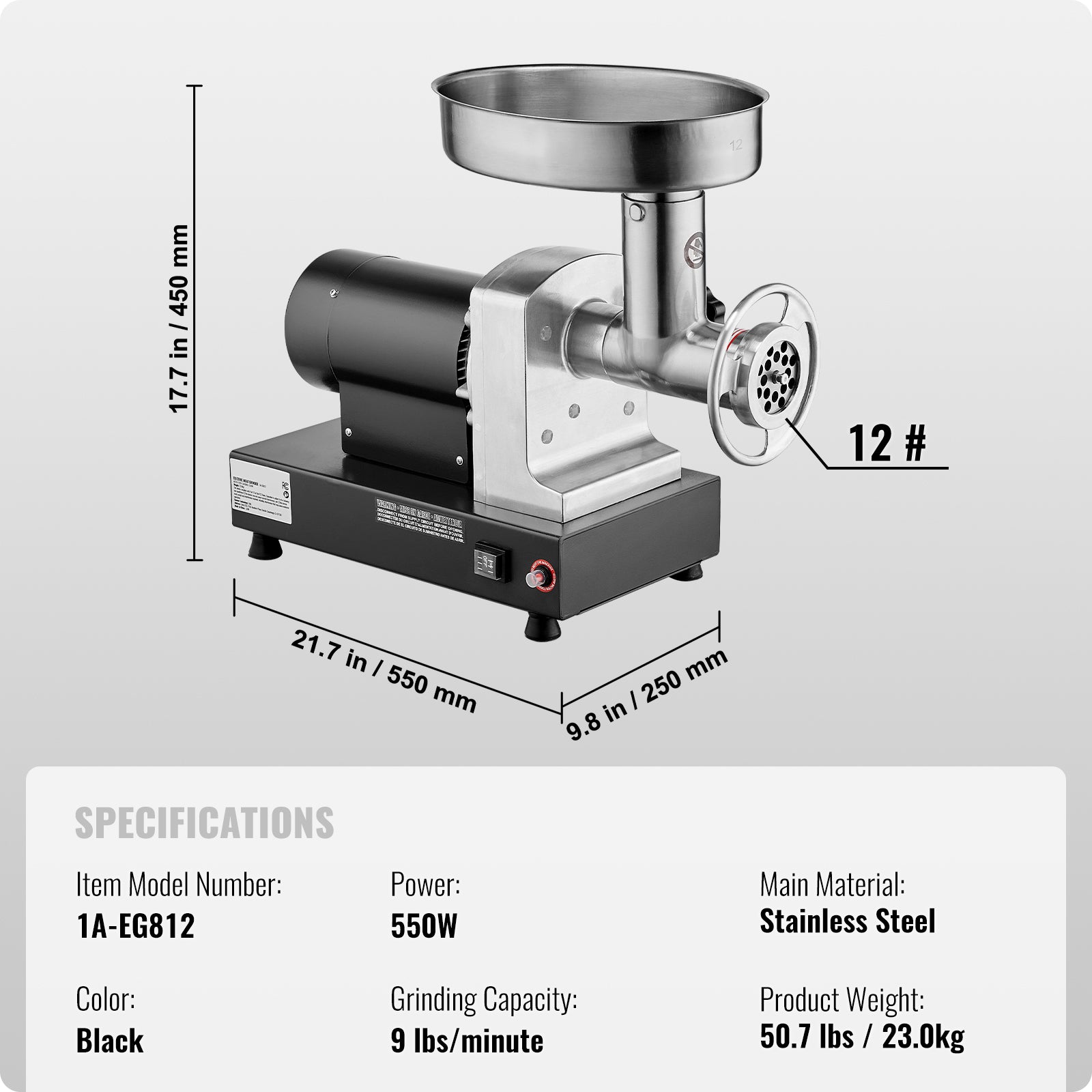 Commercial Electric Meat Grinder 300-1260Lb/H Sausage Mincer Stuffer Stainless