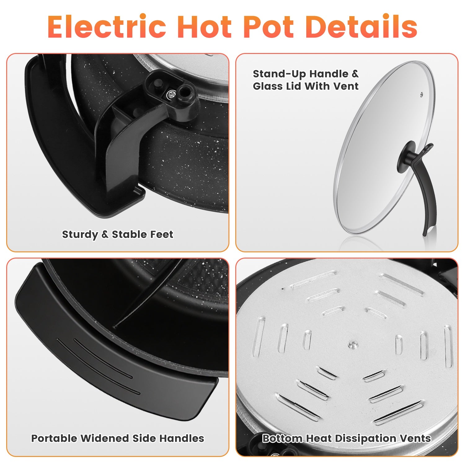 6L Electric Hot Pot With Divider 1100W Dual-Flavor Pot Shabu Shabu Pot Non-Stick With 5-Temp Control For Shabu Shabu Fondue Perfect For Family Gatherings &amp; Parties